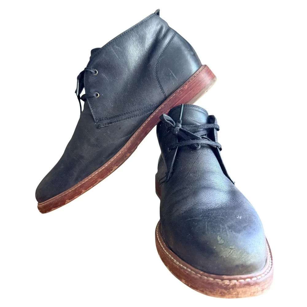 Cole Haan Chukka Boots Mens 10.5 C25100 Grand.OS Black Leather Lace Up EUC